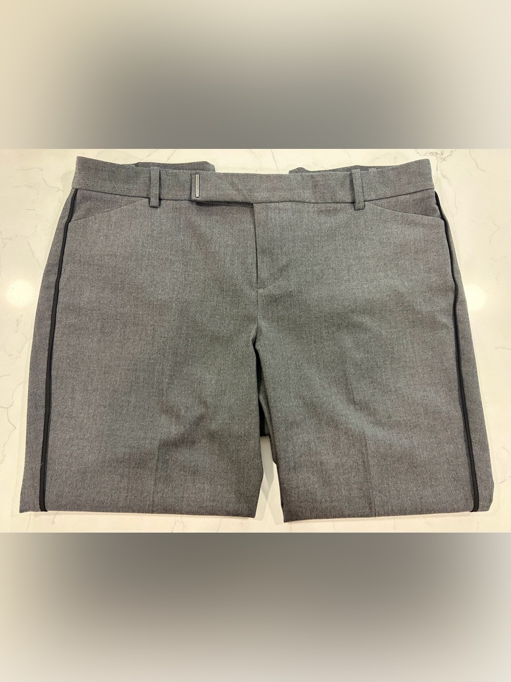 Calvin Klein Women’s Heather Gray Flat-Front Dress Pants